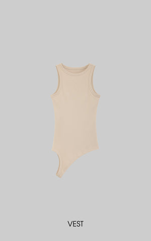 Asymmetrical vest with skirt & pleated skirt set