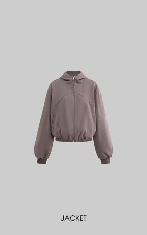 Zipped Hooded Sweatshirt Jacket