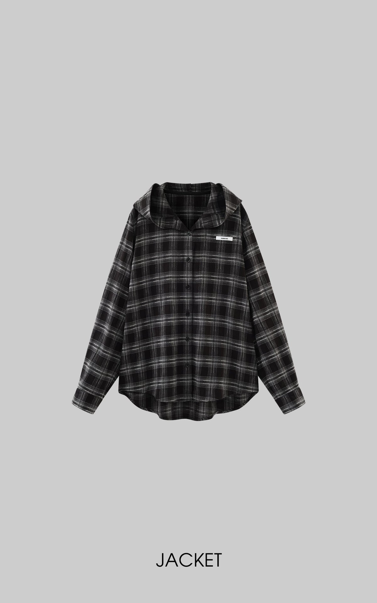 Plaid Hooded Shirt Jacket with Matching Plaid Tube Top Set