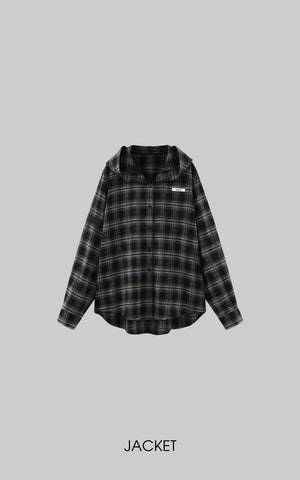 Plaid Hooded Shirt Jacket with Matching Plaid Tube Top Set