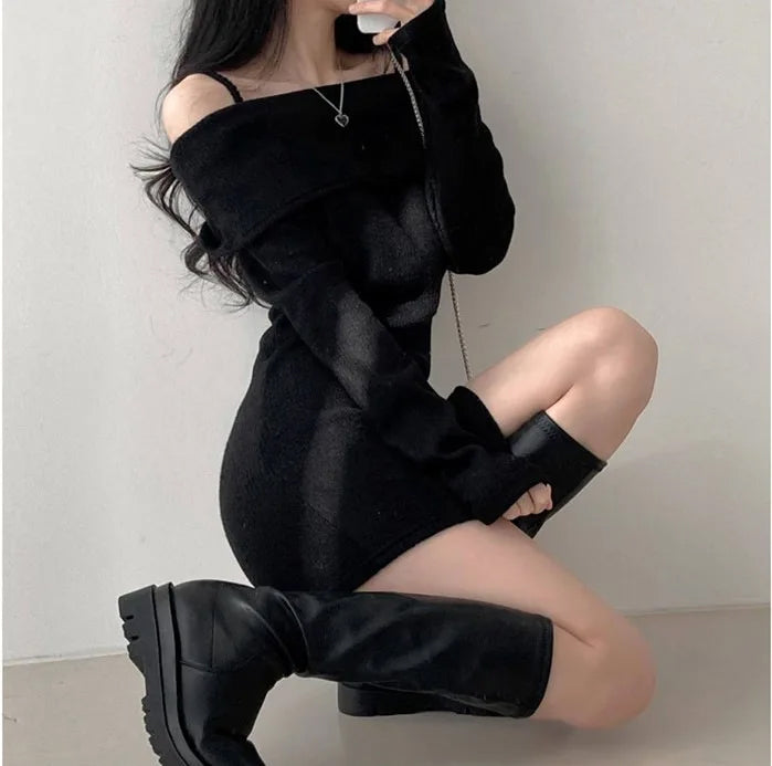 Sexy Slim Off Shoulder Knitted Dress