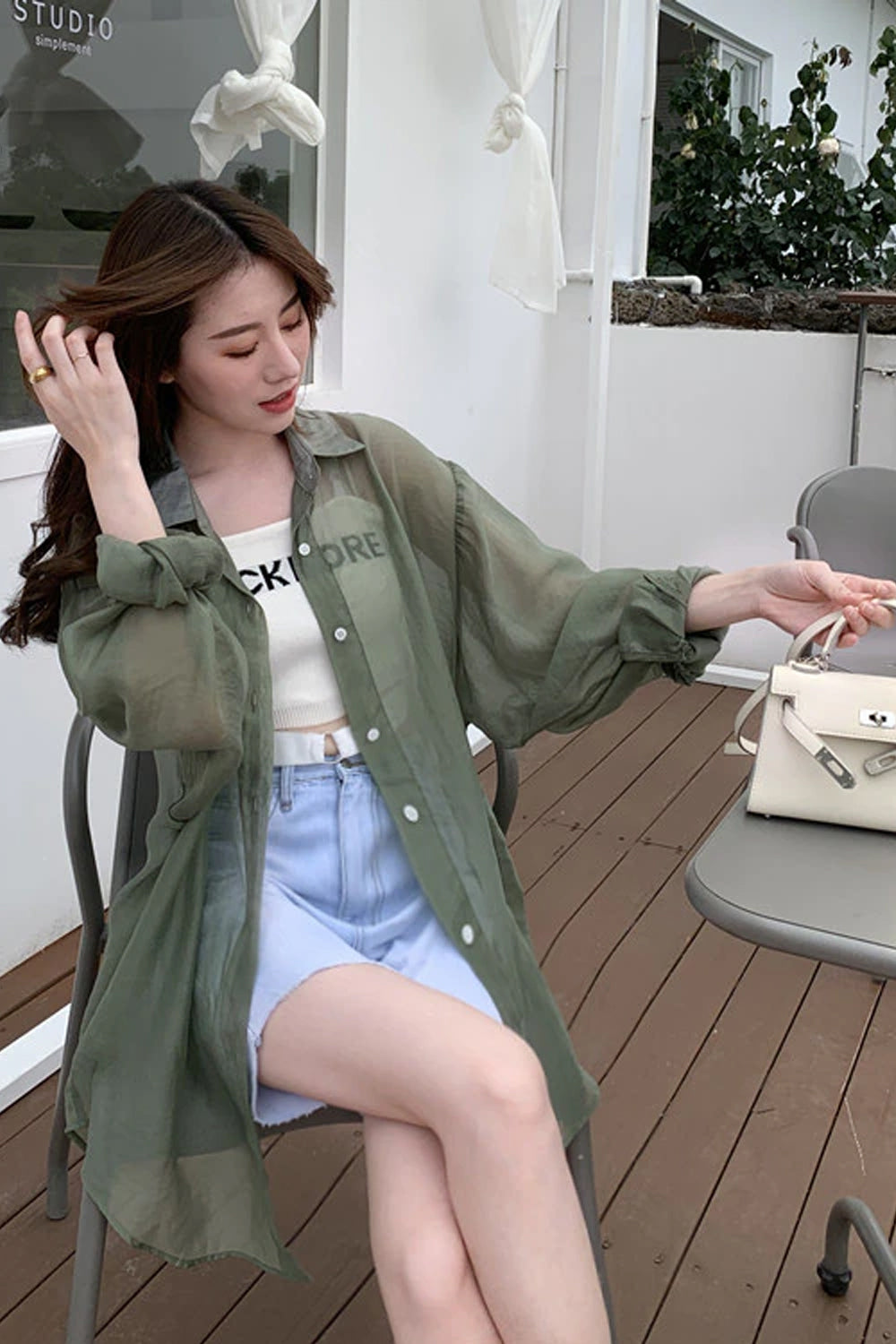 Vintage See Through Transparent Loose Shirt