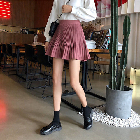 High Waist Pleated A-Line Mini Skirts