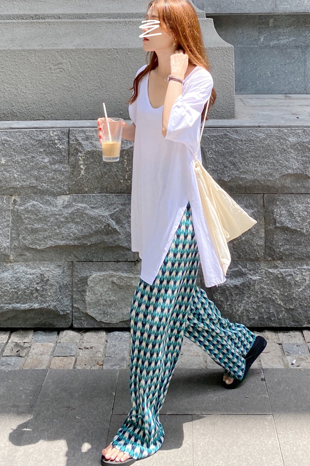 Wide Leg Trendy Plaid Casual Pants