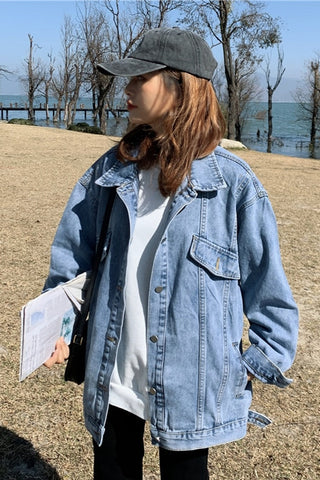 Vintage Simple Loose Denim Jeans Jacket