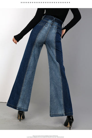 Belted Half Colour Wide Leg Jeans