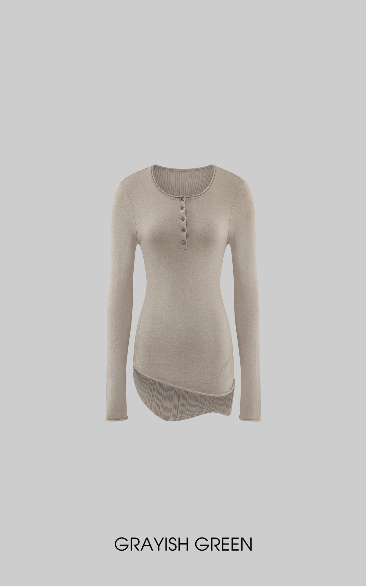 Asymmetric Hem Ribbed Knit T-Shirt