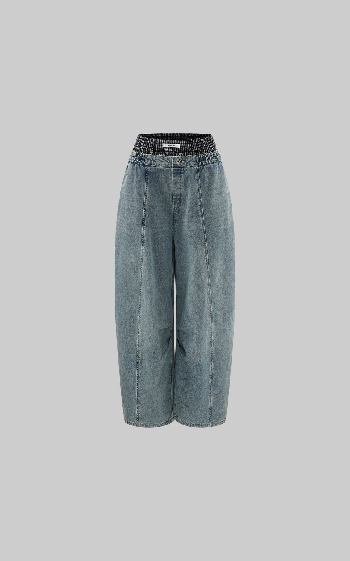 Elastic Waist Wide Leg Denim Pants