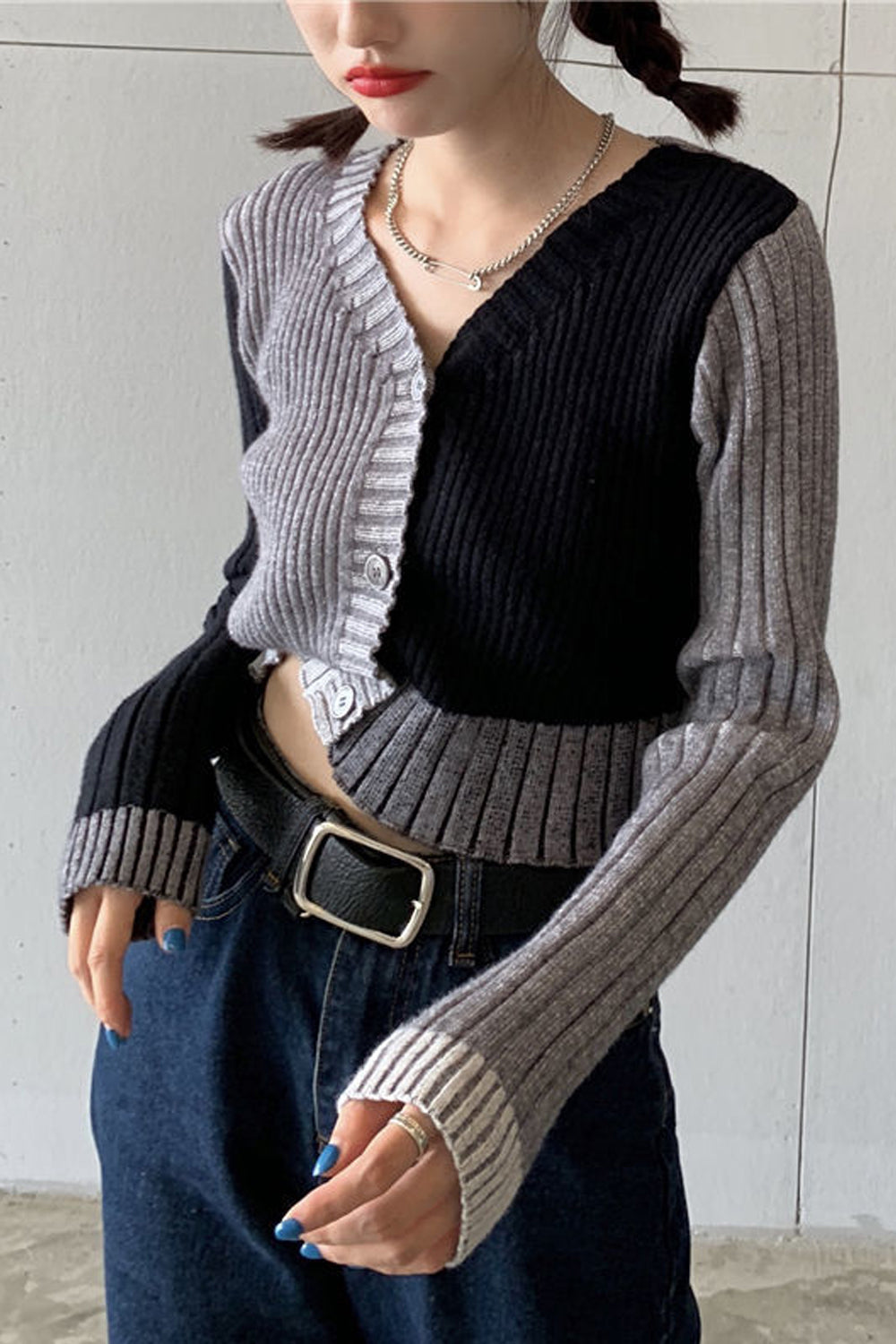 Sexy V-Neck Cropped Slim Cardigan Sweater