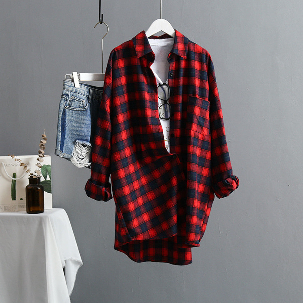 Loose Plaid  Women Shirt