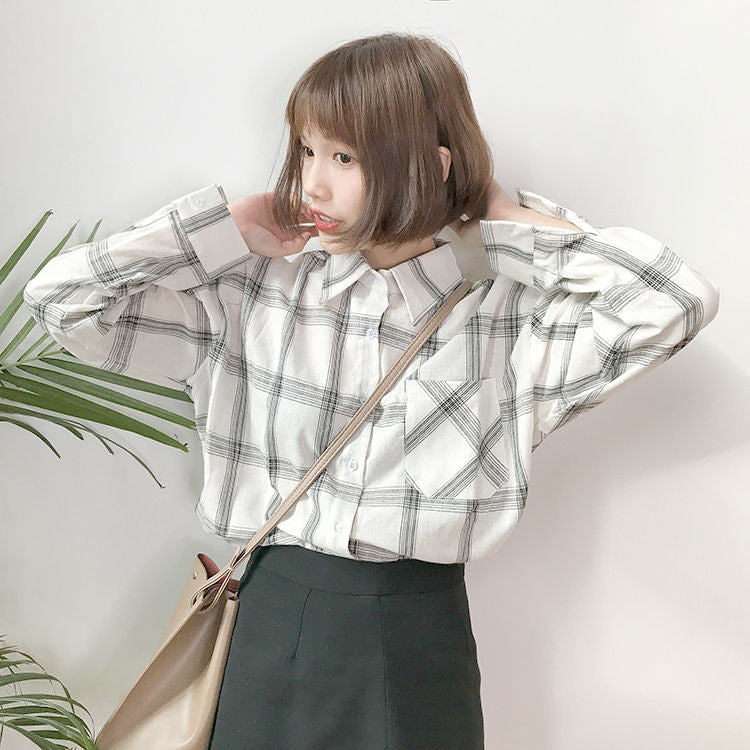 Loose Oversize Casual Plaid Shirt