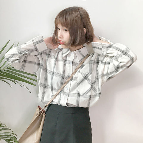 Loose Oversize Casual Plaid Shirt