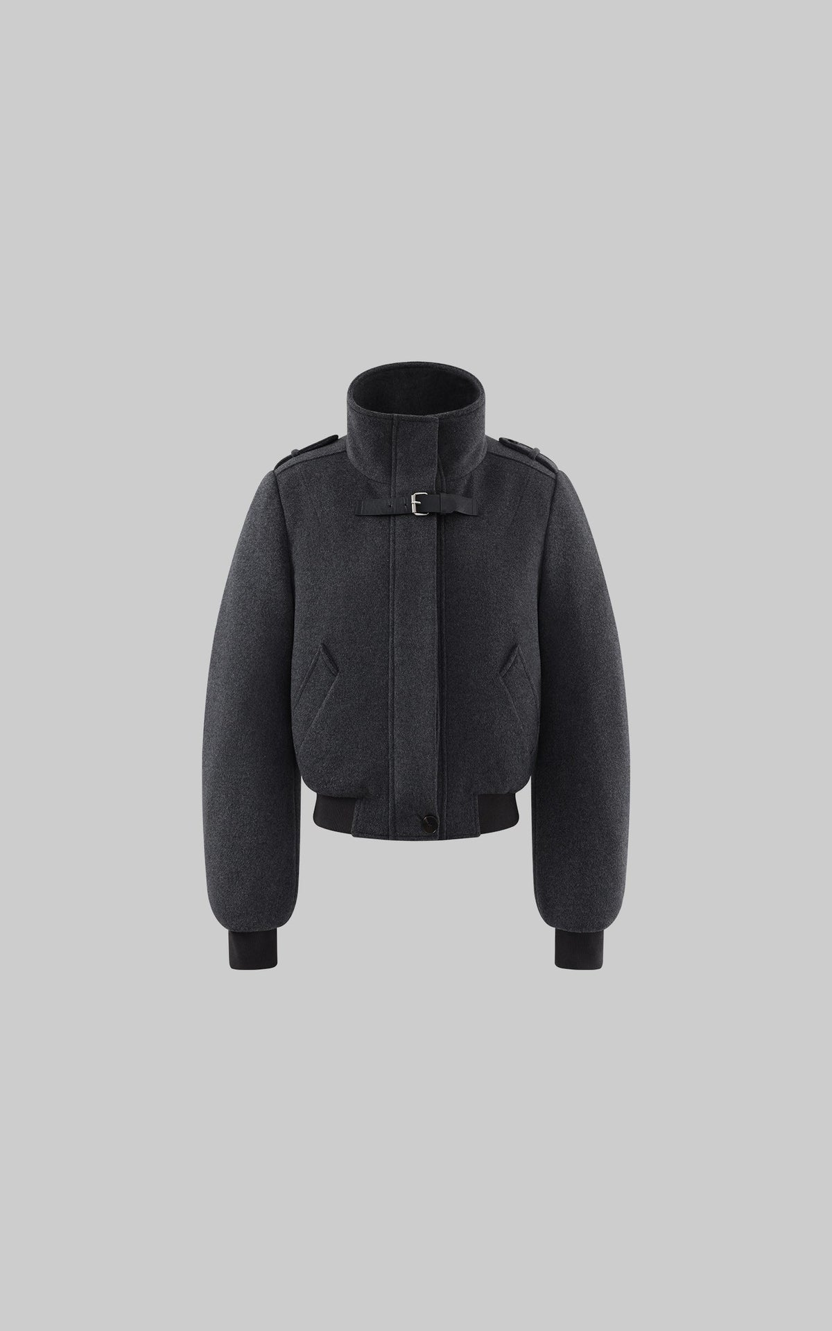 Wool High-Neck Buckle Bomber