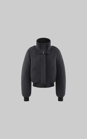 Wool High-Neck Buckle Bomber