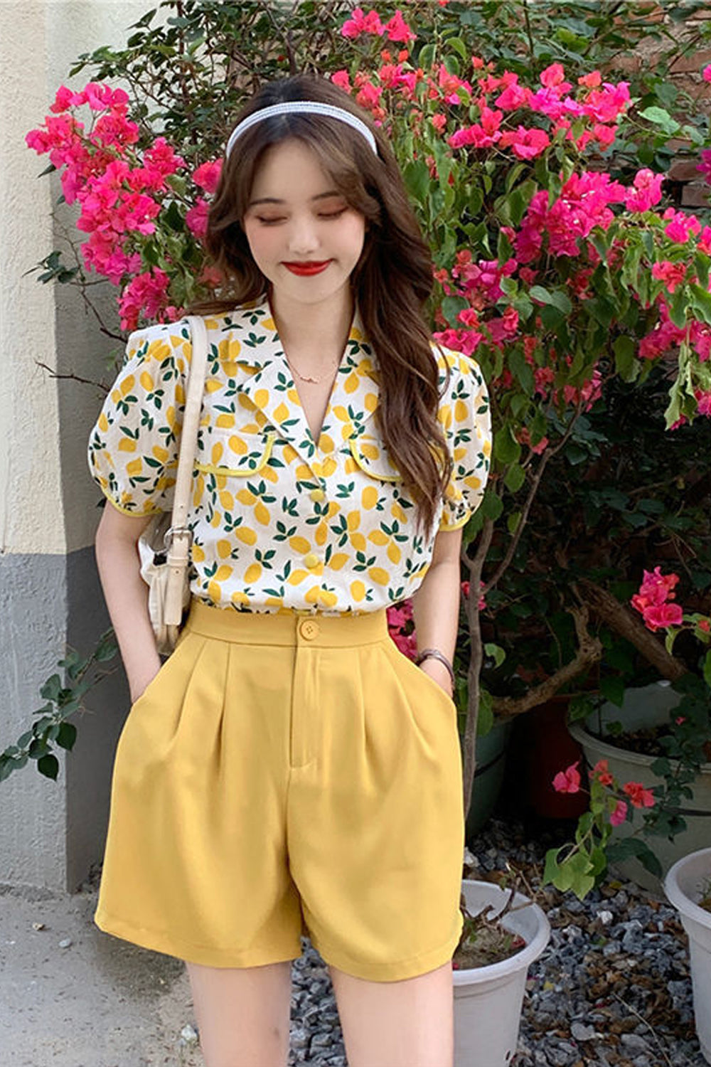 Bluse mit Puffärmeln und Vintage-Blumenmuster 