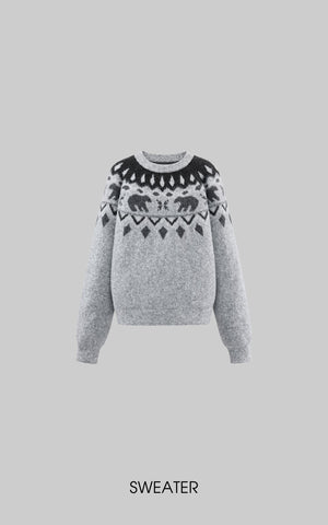 Polar Jacquard Knit Sweater & Scarf Set
