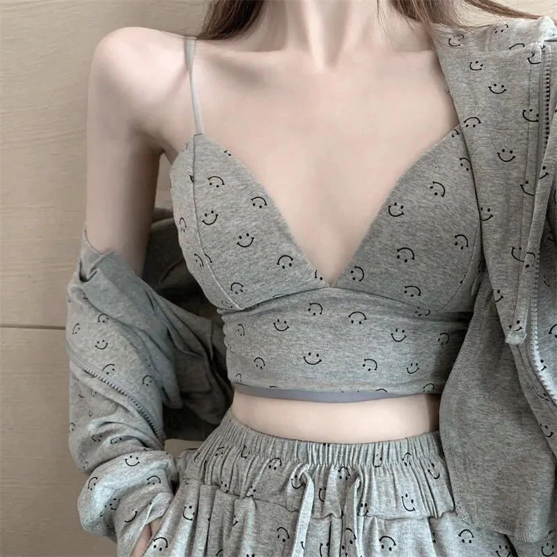 3 Pieces Smile Emoticon Casual Suit
