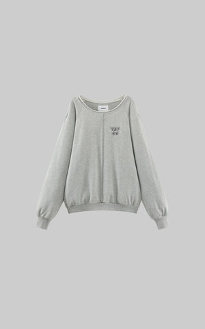 Oversized Grey Sweatshirt with Embroidered W Logo