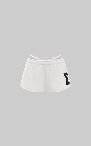 Low Waist Layered Shorts with Bold Letter Patch