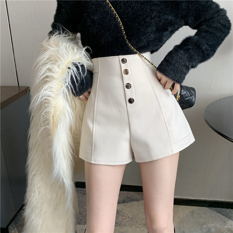 High Waist Solid Simple Office Shorts Pants