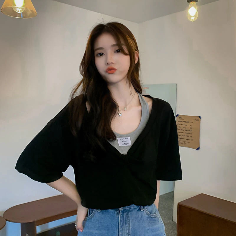 Batwing Sleeve Cropped Slim Shirt