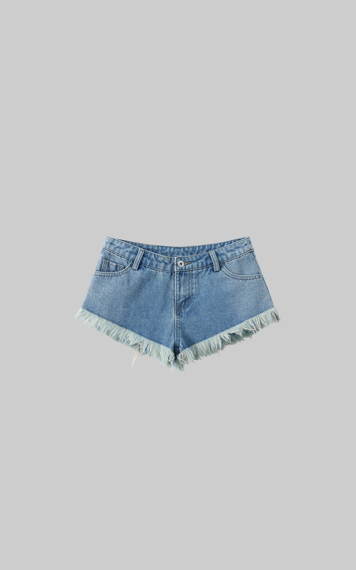 Raw Hem V-Cut Denim Shorts