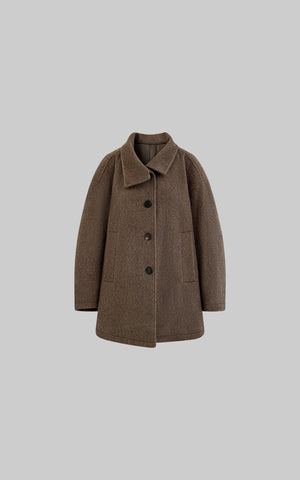 Oversized Wool Coat with Elevated Collar