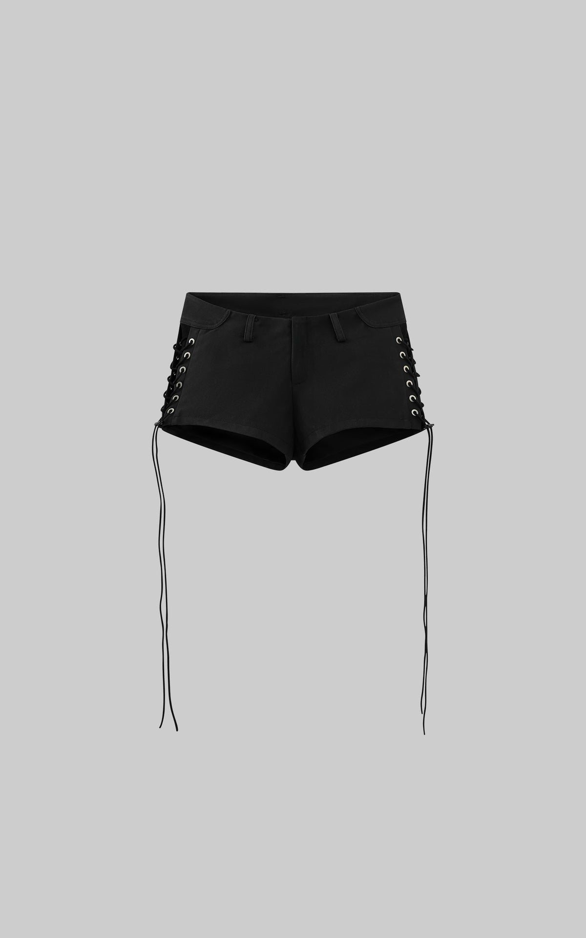 Side Lace-Up Utility Shorts with Elongated Drawstrings and Belt Loops