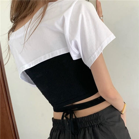 Sexy 2 Piece Set Cropped Shirt