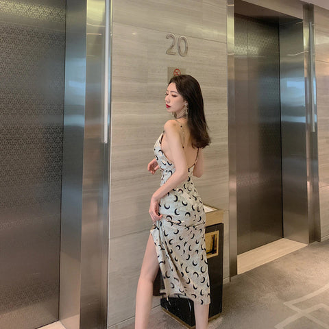 Moon Pattern Slim Sexy Dress