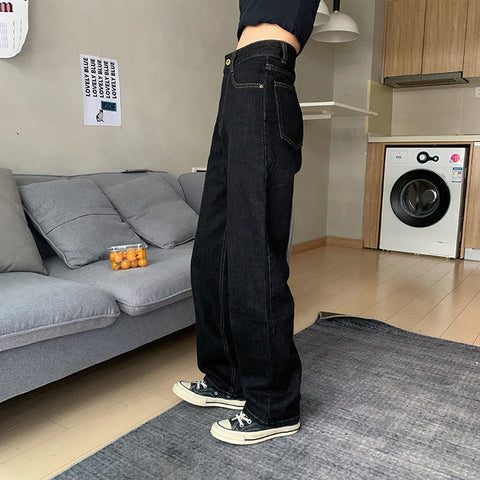 High Waist Wide Leg Black Jeans Pants