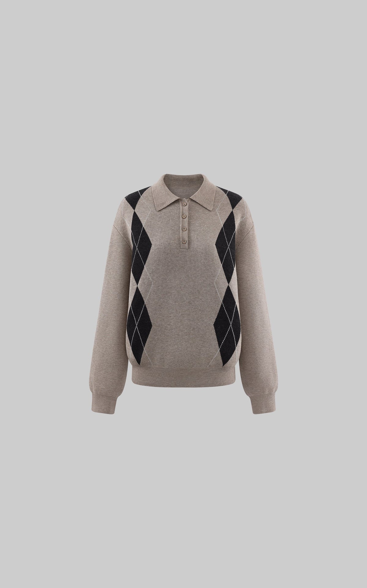 Argyle Knit Polo Sweater
