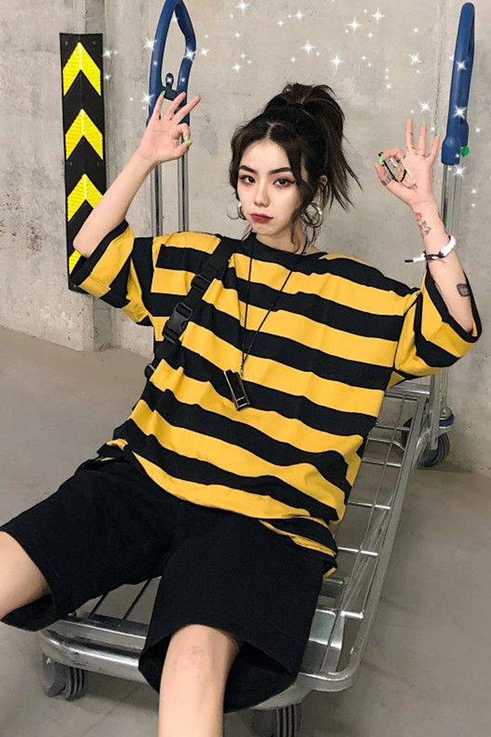 Casual Striped Color Loose Oversize Shirt