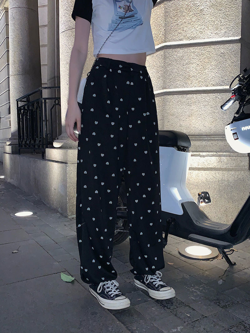 Cute Heart Full Printed Long Pants