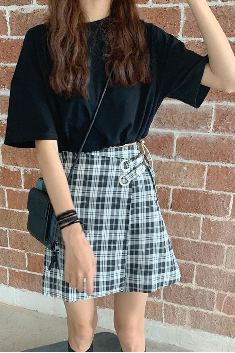 High Waist Wrap Plaid Mini Skirt