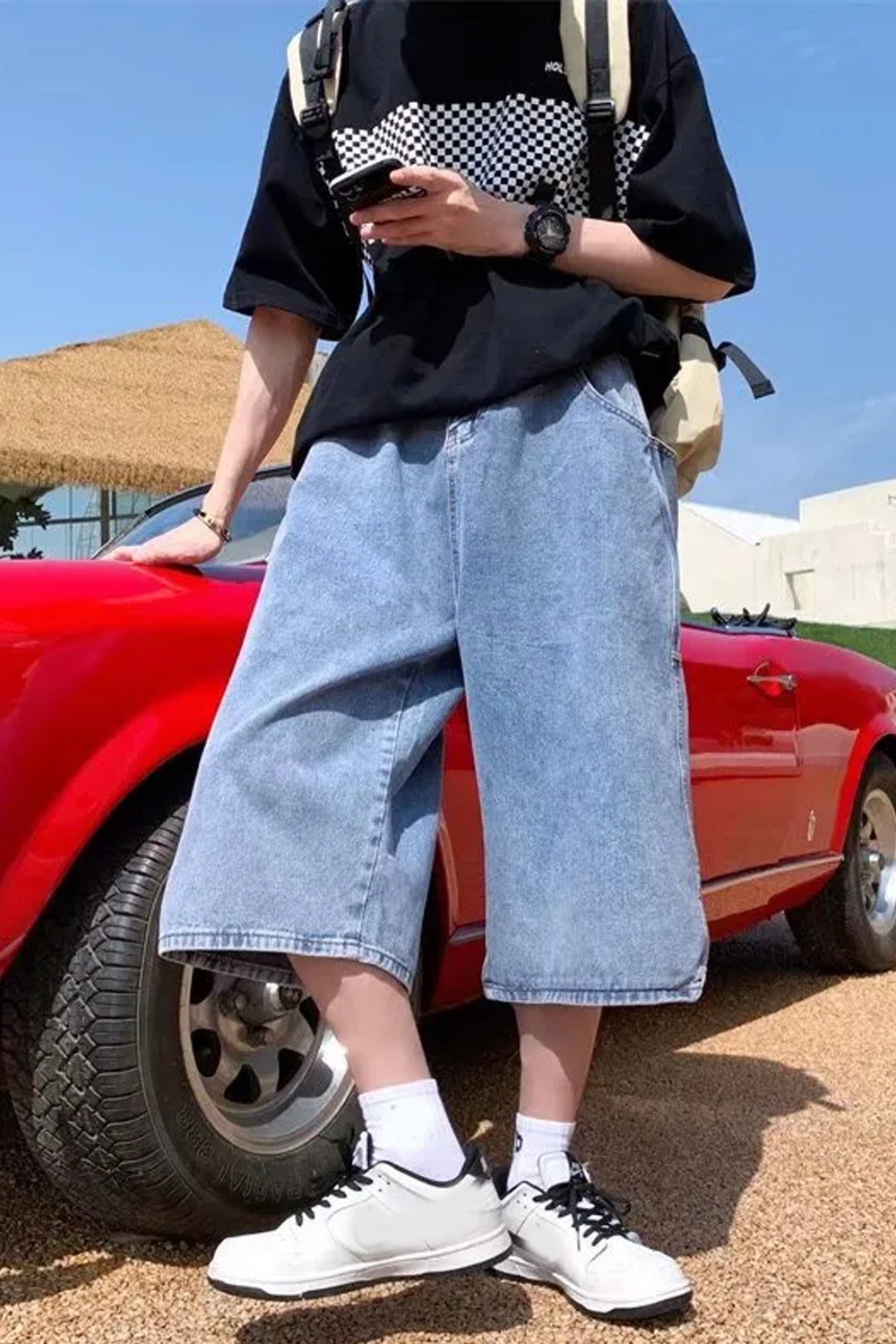 Loose Wide Leg Hip Hop Denim Shorts Pants