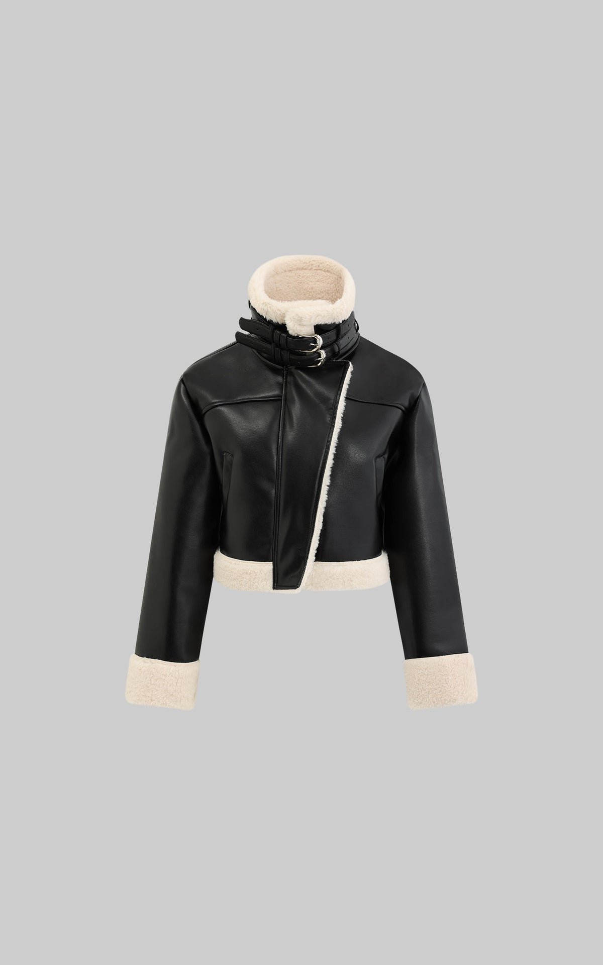 Faux Shearling Leather Jacket
