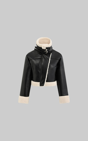 Faux Shearling Leather Jacket