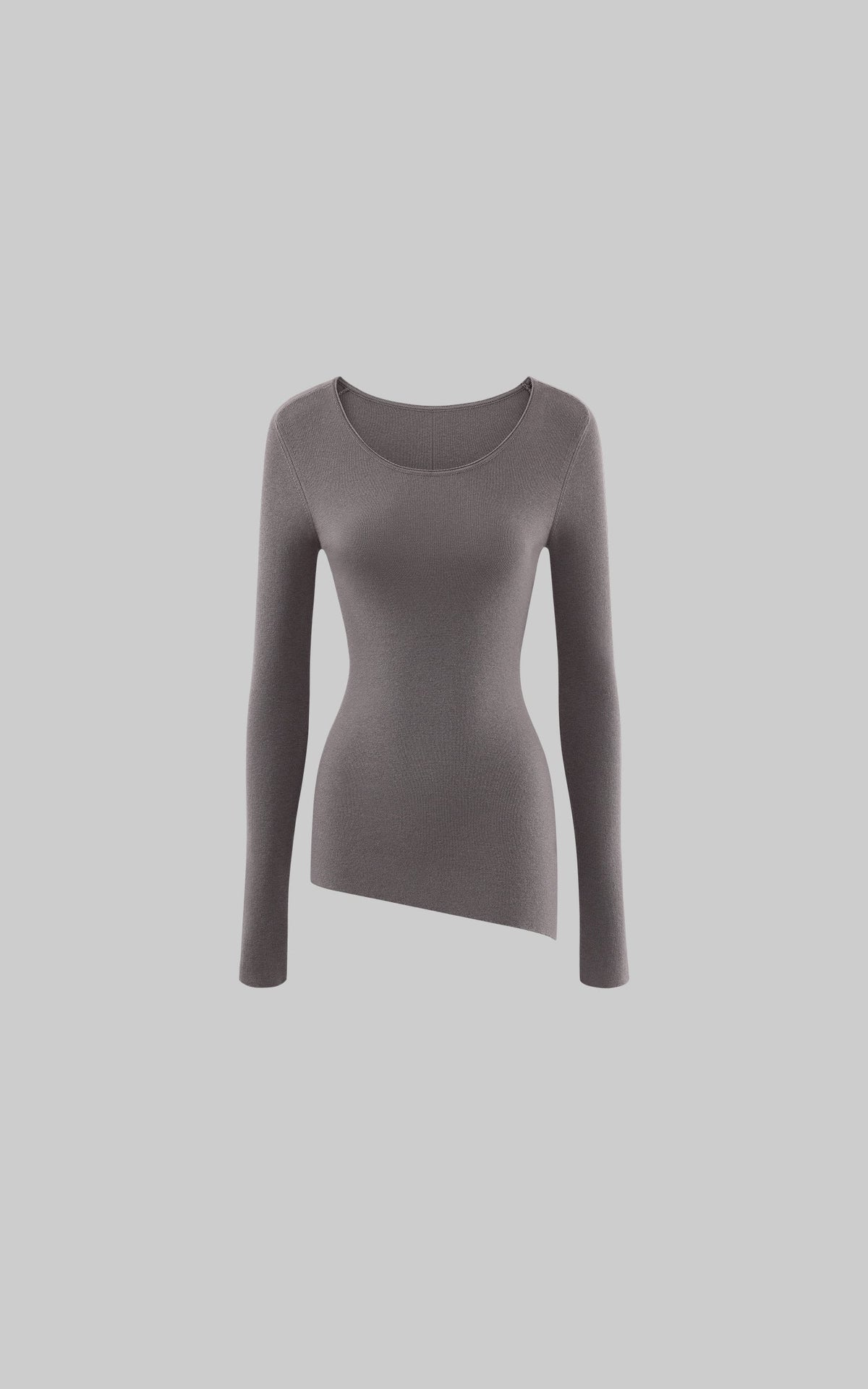 Asymmetric Ribbed Long Sleeve Tee