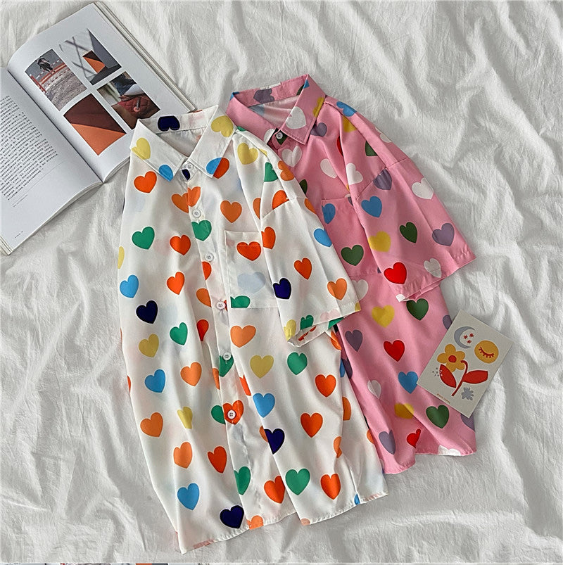 Love Full Printed Casual Blouse Shirt
