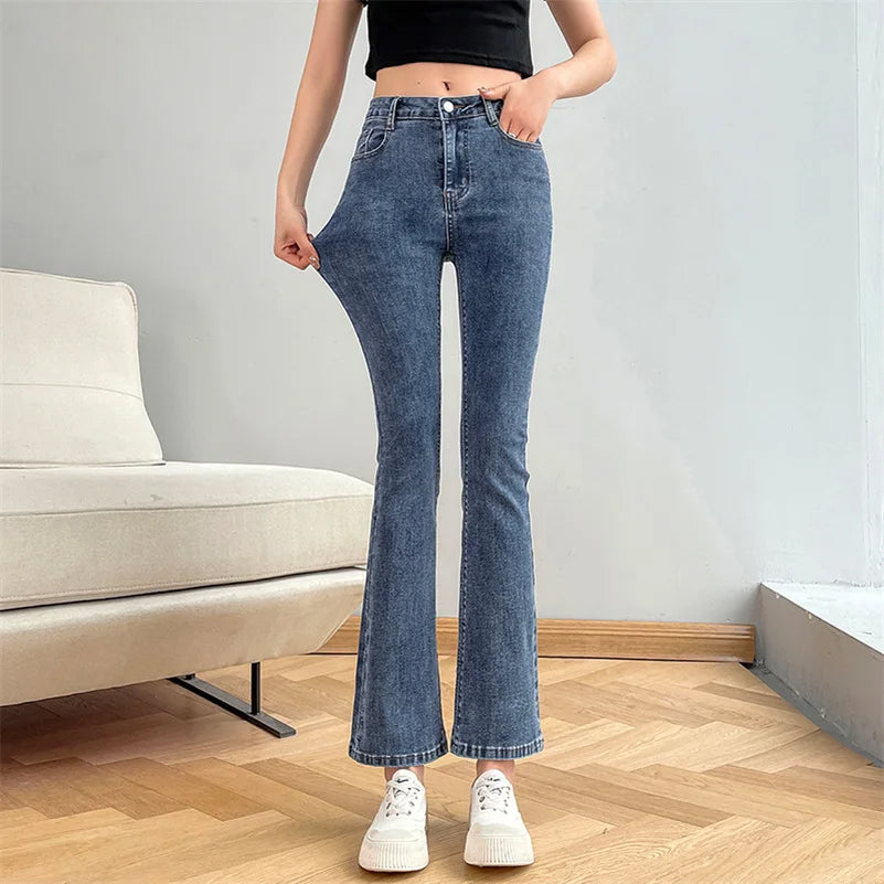 Retro Flare Jeans Ankle Length Pants