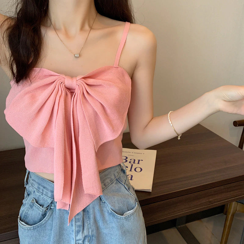 Butterfly Knot Bow Tie Backless Camisole Crop Tops