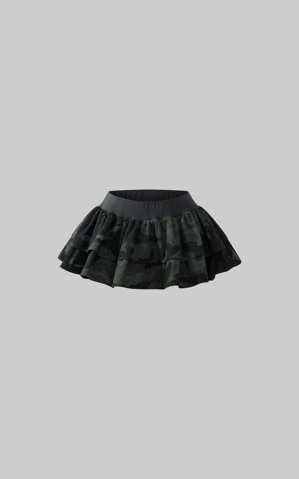 Camo Layered Mini Skirt with Built-in Shorts