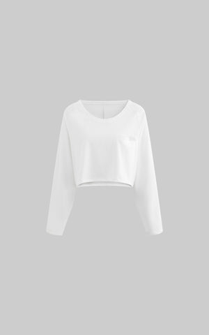 Off-Shoulder Cropped Long Sleeve T-Shirt