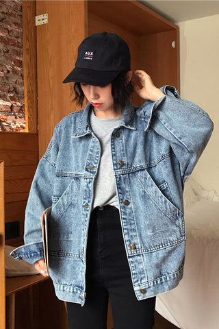 Vintage College Style Einfache Jacke Jeans