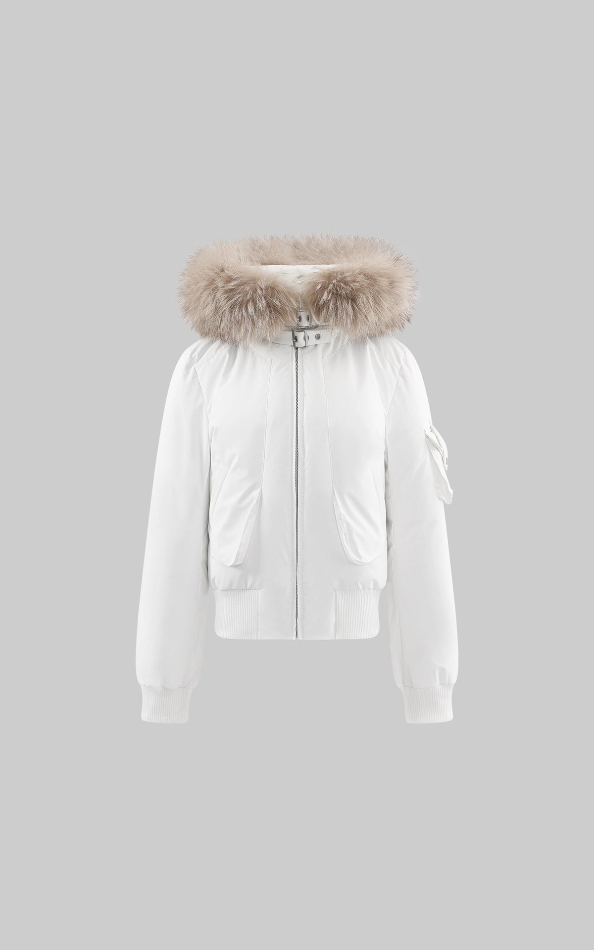Cropped Puffer Jacket with Detachable Faux Fur Hood