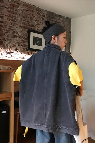 Oversize Sleeveless Denim Vest Jacket