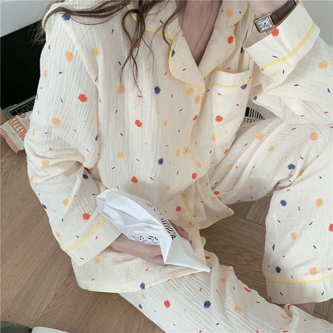 Dot Colorful Colors Pattern Sleepwear Pajamas Set
