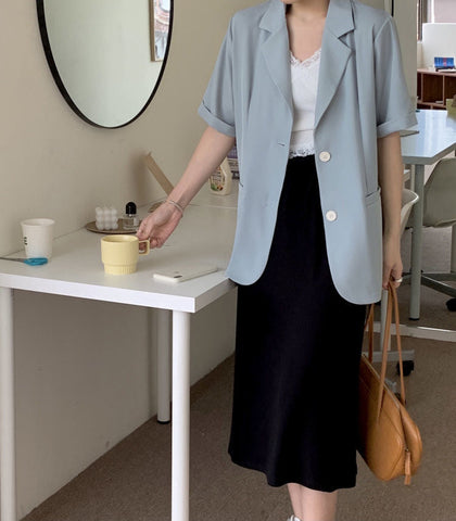 Sweet Colors Loose Short Sleeve Blazer