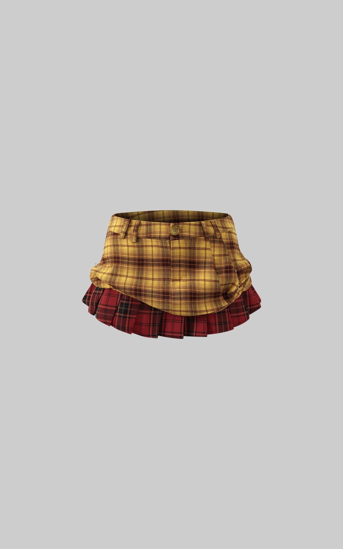 Punk Clash Layered Mini Skirt in Yellow & Red Plaid
